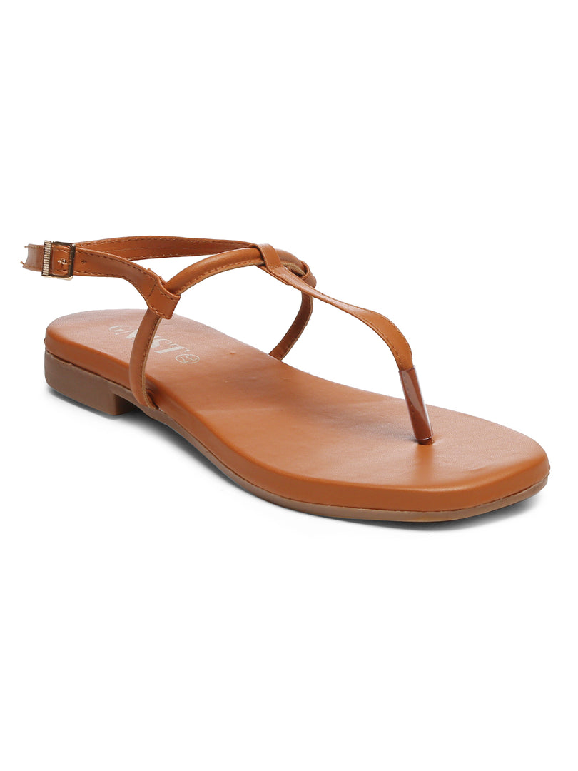 GNIST Tan Office Flat Sandal