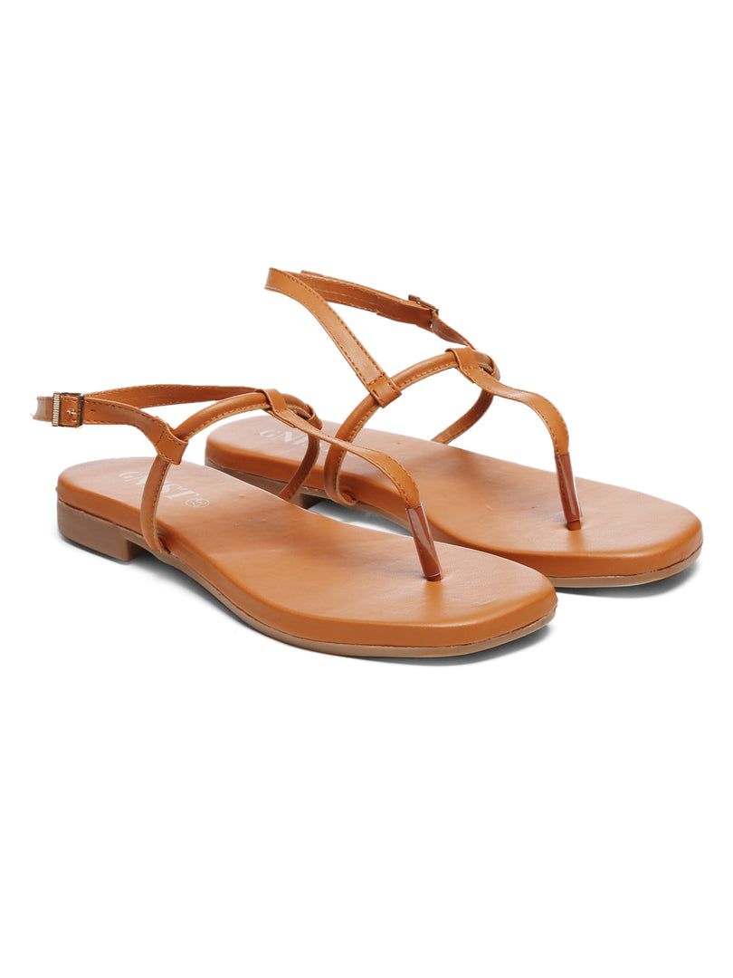 GNIST Tan Office Flat Sandal