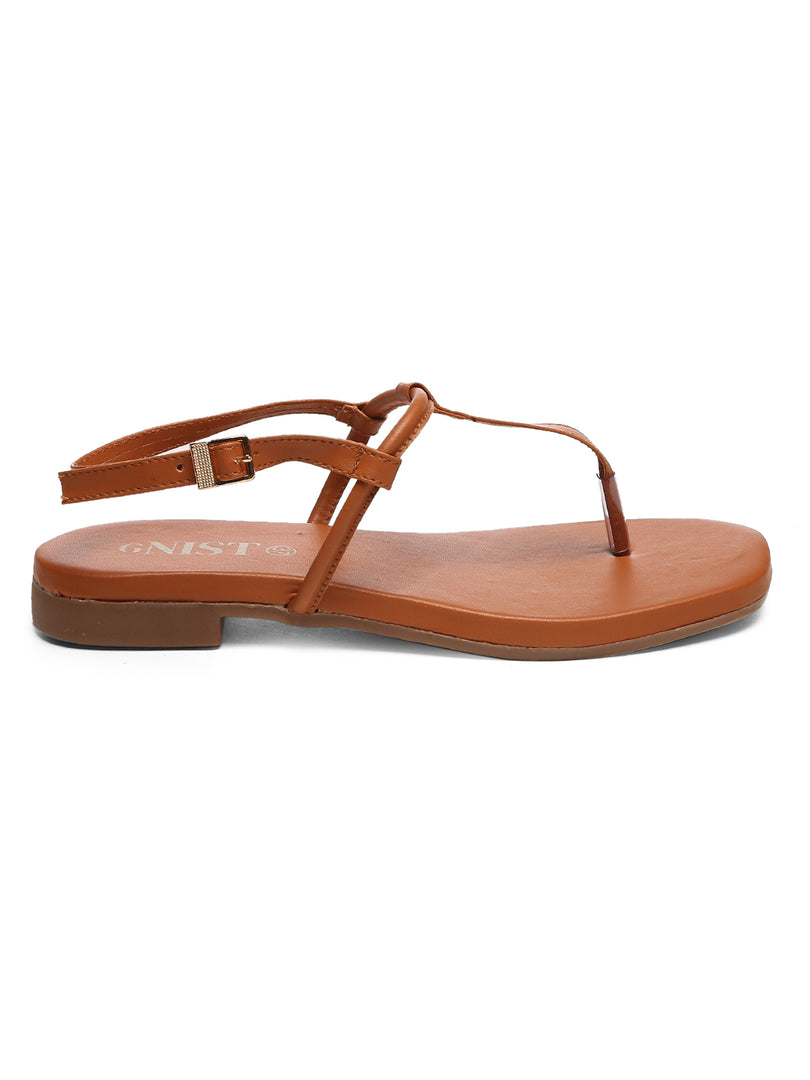 GNIST Tan Office Flat Sandal