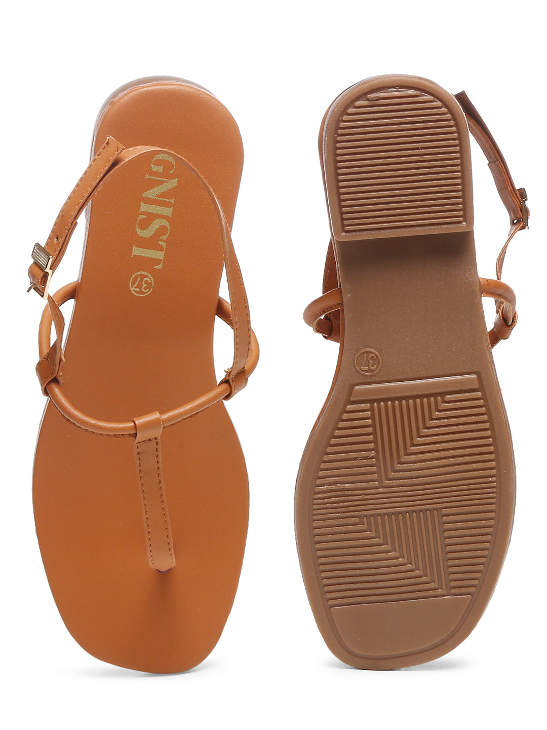 GNIST Tan Office Flat Sandal