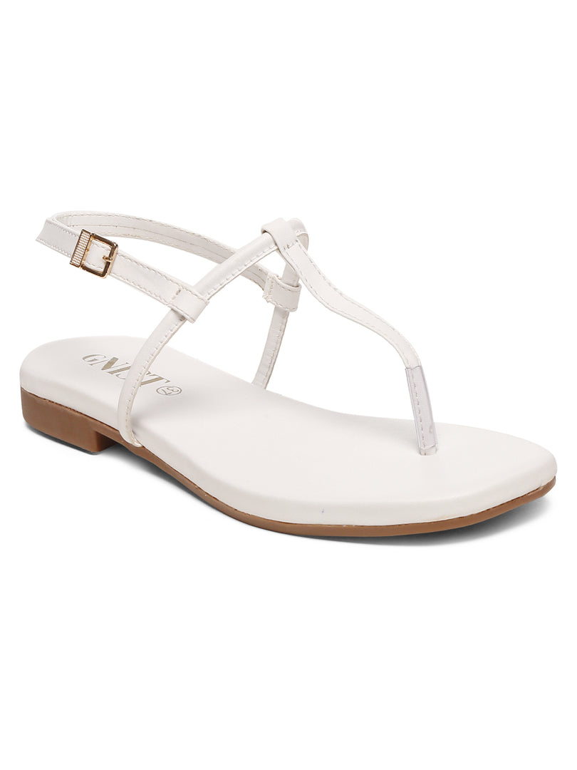 GNIST White Office Flat Sandal