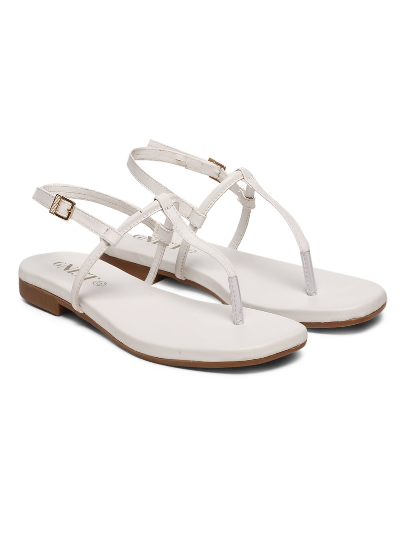 GNIST White Office Flat Sandal