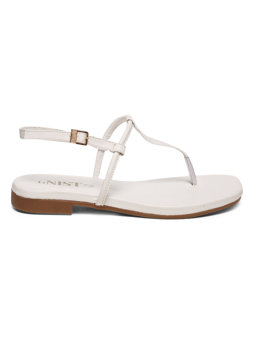 GNIST White Office Flat Sandal