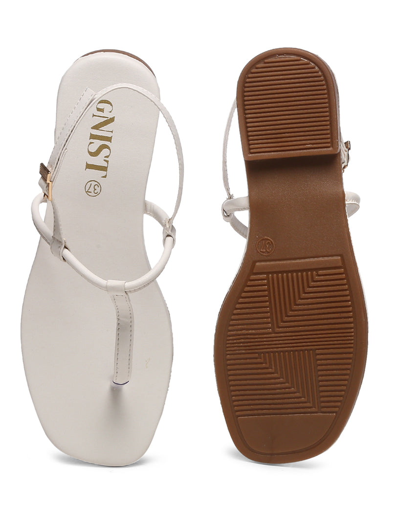 GNIST White Office Flat Sandal