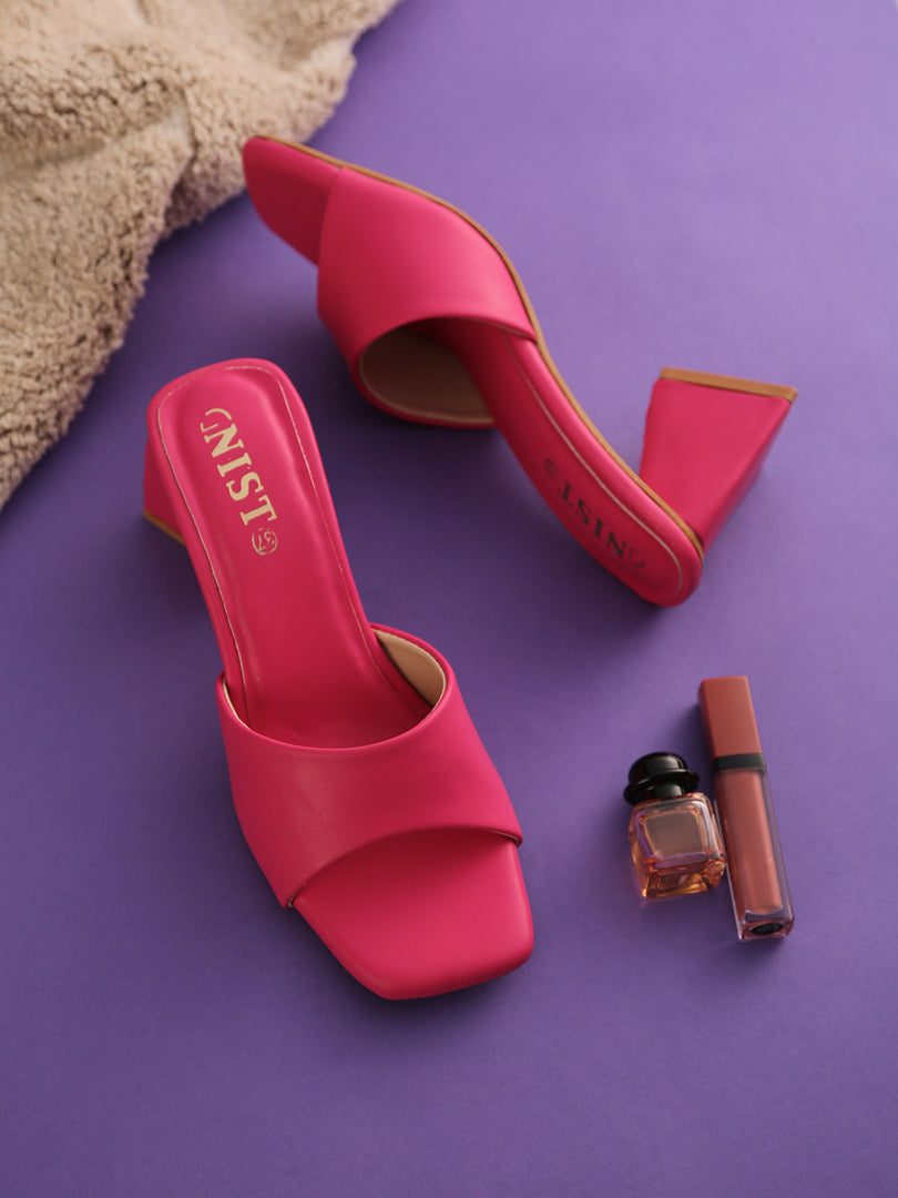 GNIST Hot Pink Chuncky Block Heel