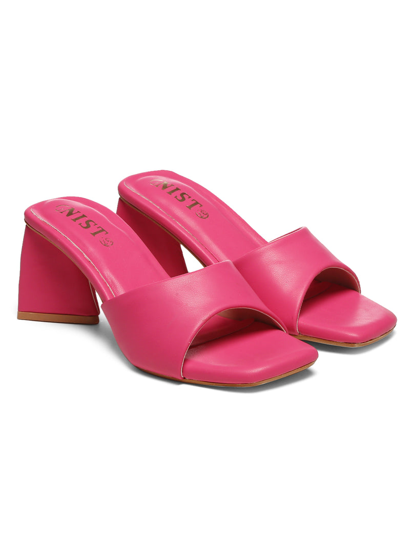 GNIST Hot Pink Chuncky Block Heel