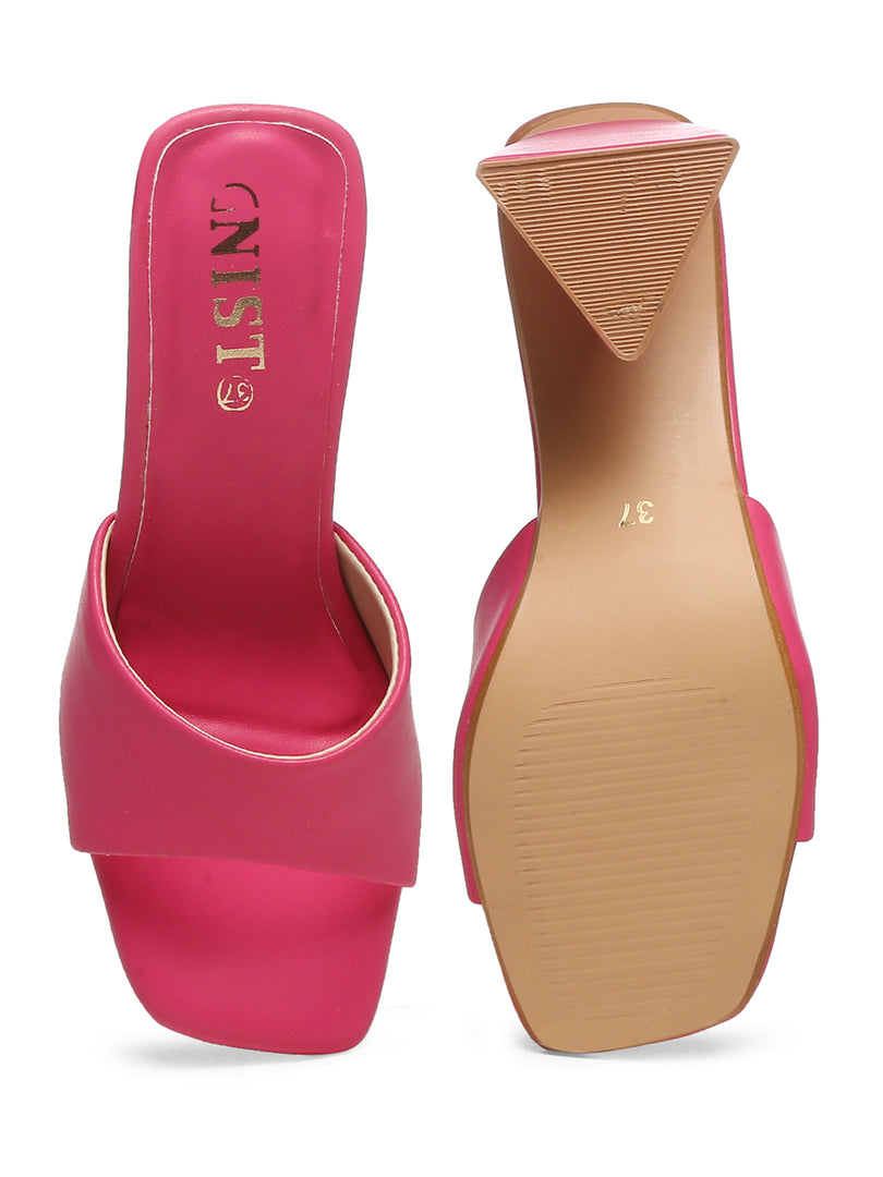 GNIST Hot Pink Chuncky Block Heel