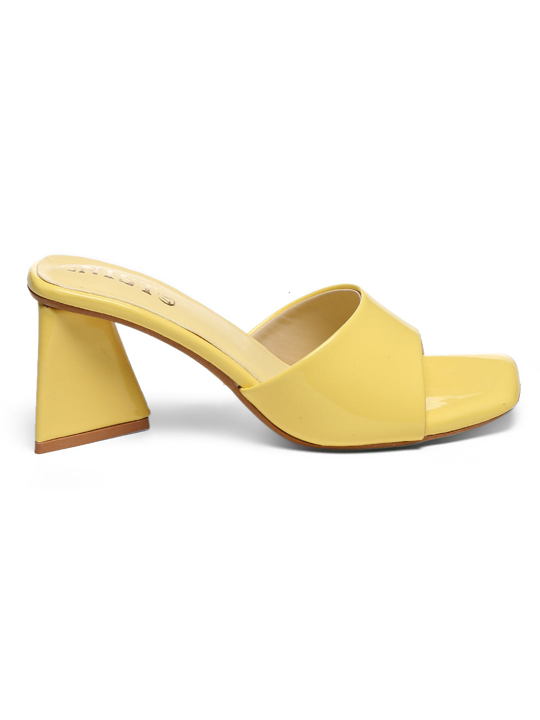 GNIST Yellow Chuncky Patent Block Heel