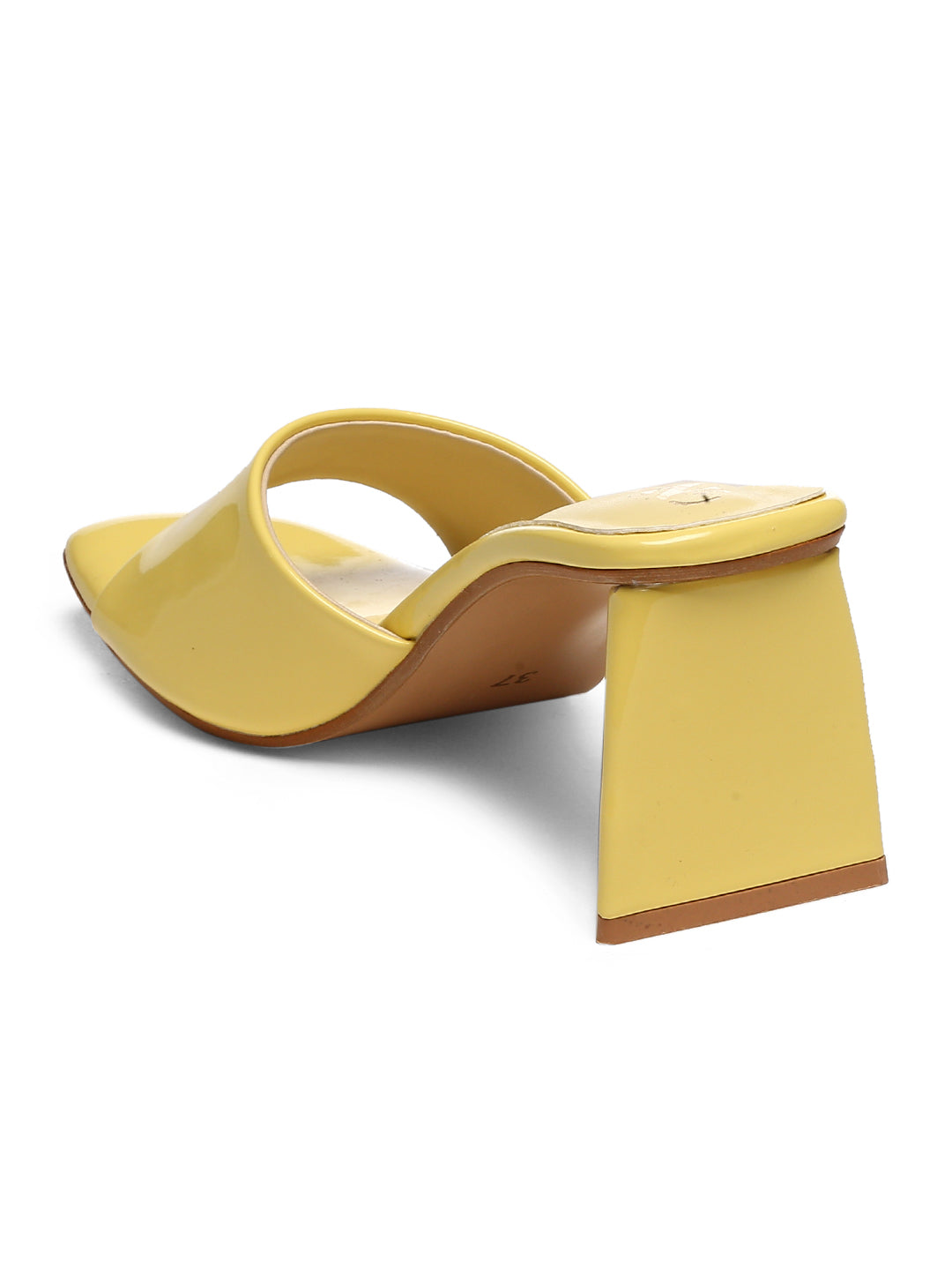 GNIST Yellow Chuncky Patent Block Heel