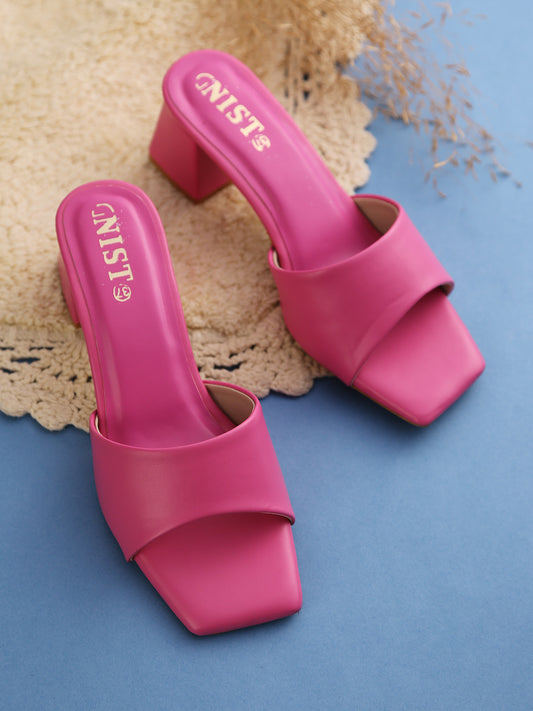 GNIST Hot Pink Chuncky Block Heel