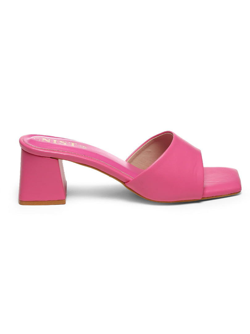 GNIST Hot Pink Chuncky Block Heel