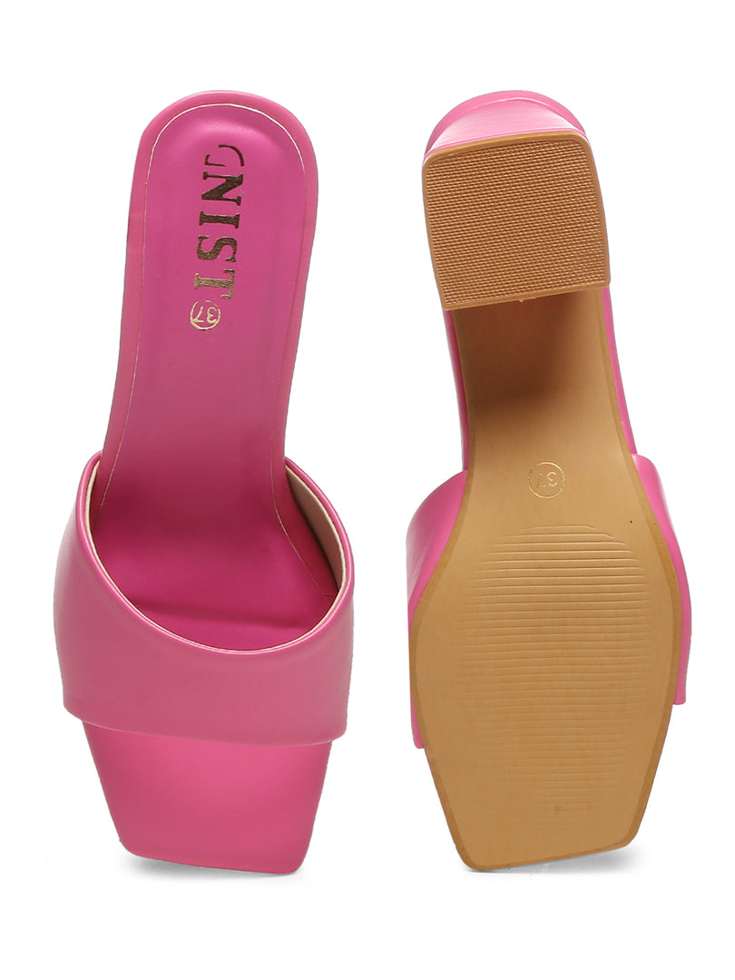 GNIST Hot Pink Chuncky Block Heel