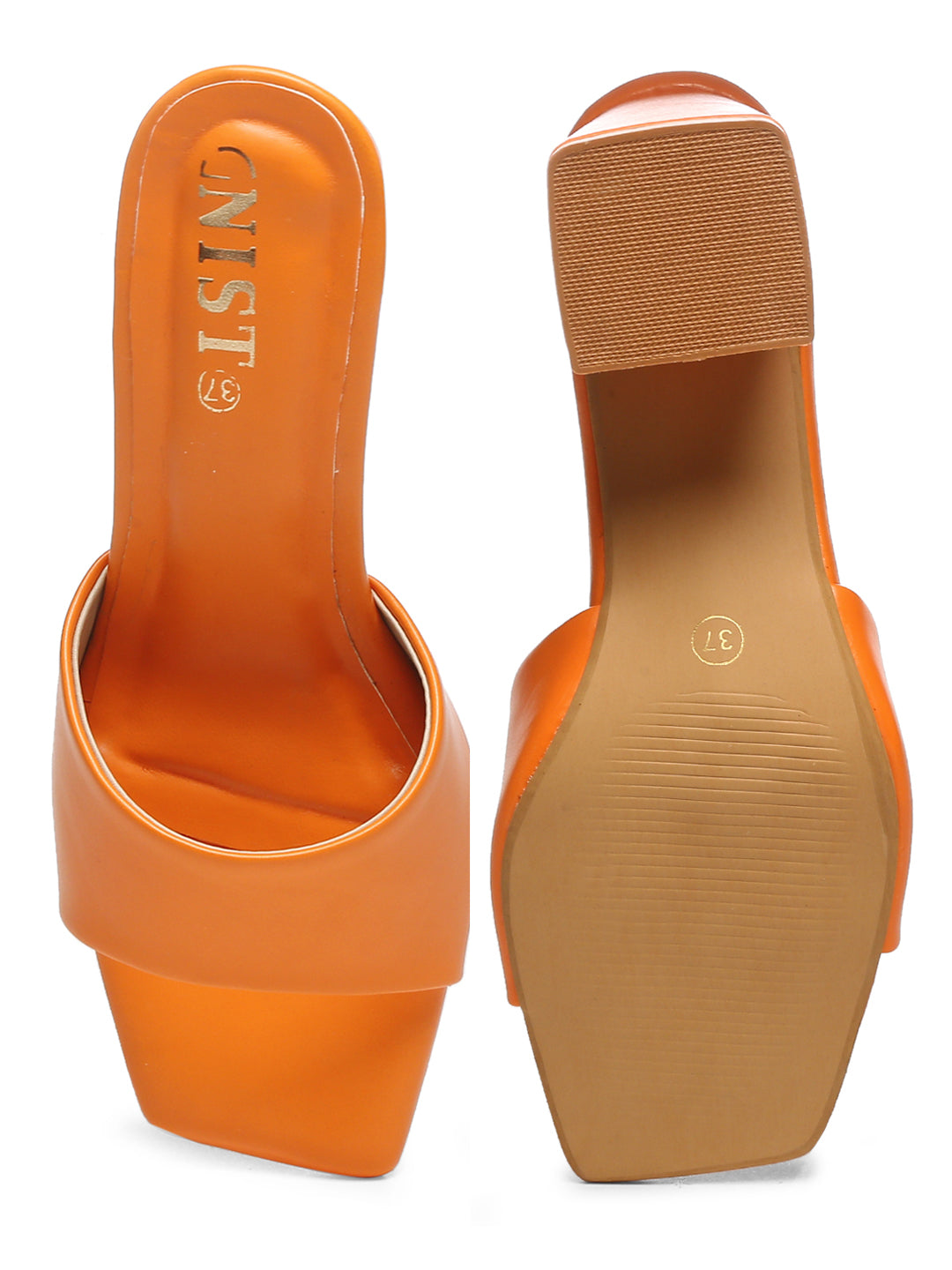 LTS Orange Block Heel Sandal in Standard Fit | Long Tall Sally