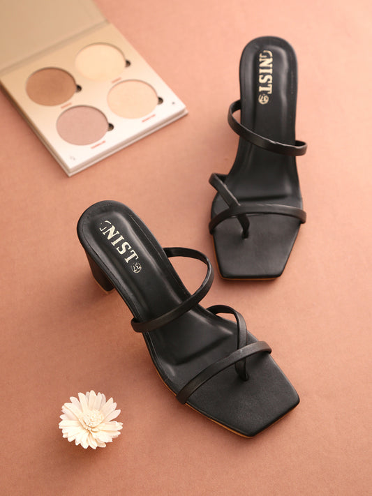 GNIST Black Strap Office Block Heel