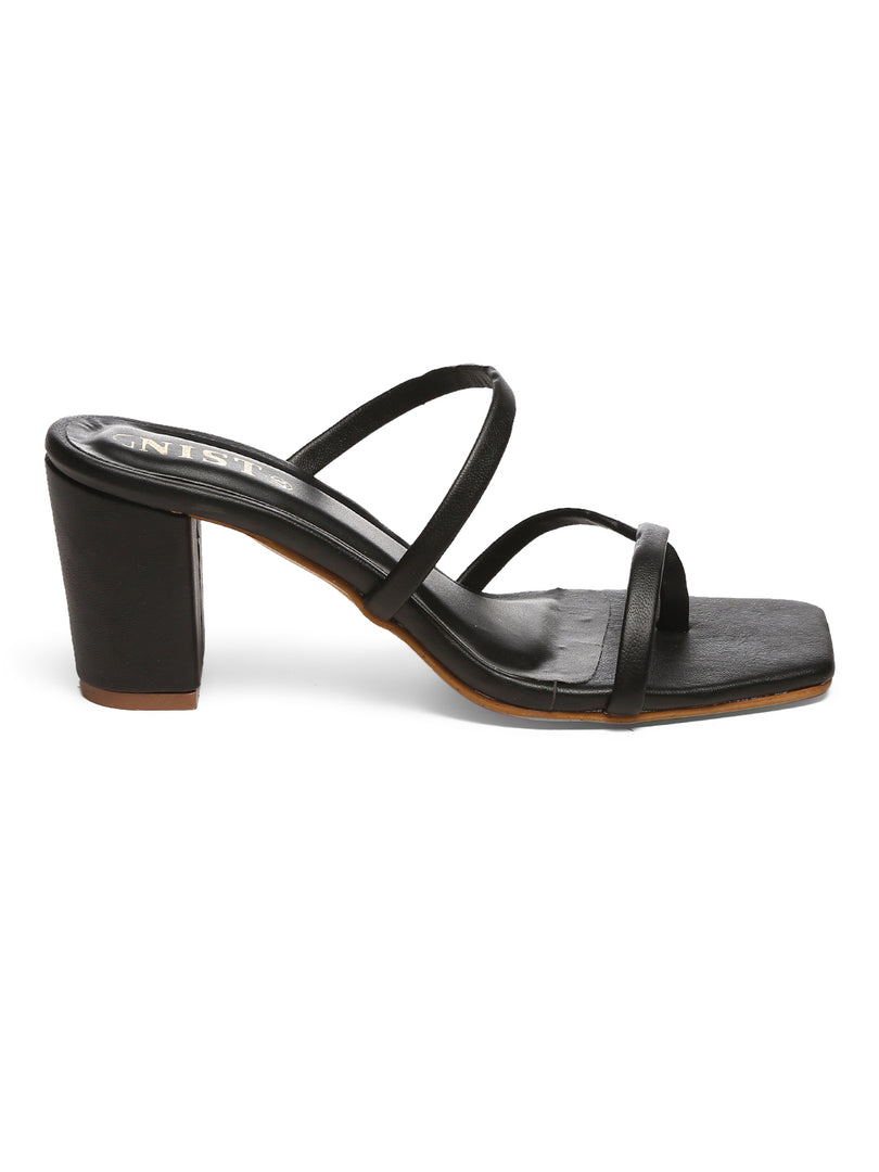 GNIST Black Strap Office Block Heel