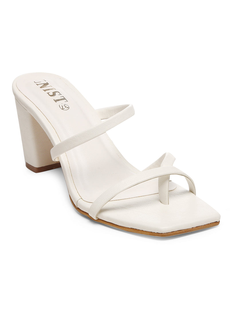 GNIST White Strap Office Block Heel