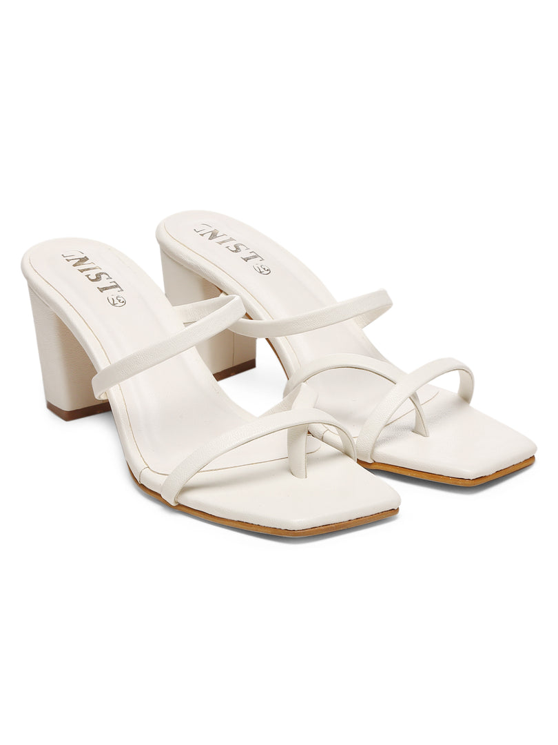 GNIST White Strap Office Block Heel