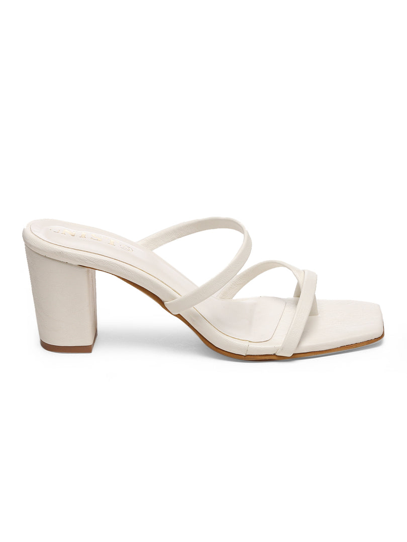 GNIST White Strap Office Block Heel