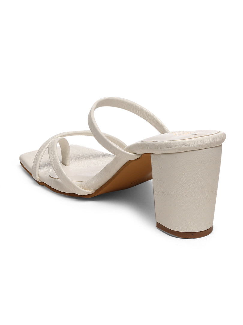 GNIST White Strap Office Block Heel