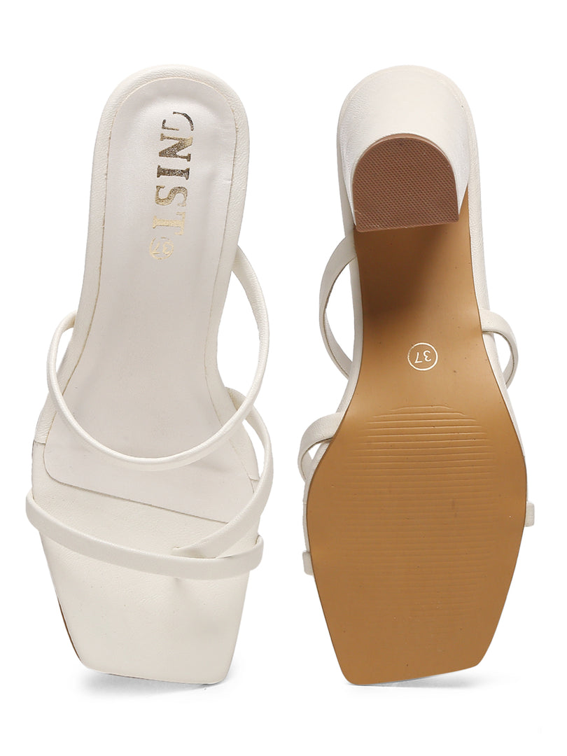 GNIST White Strap Office Block Heel