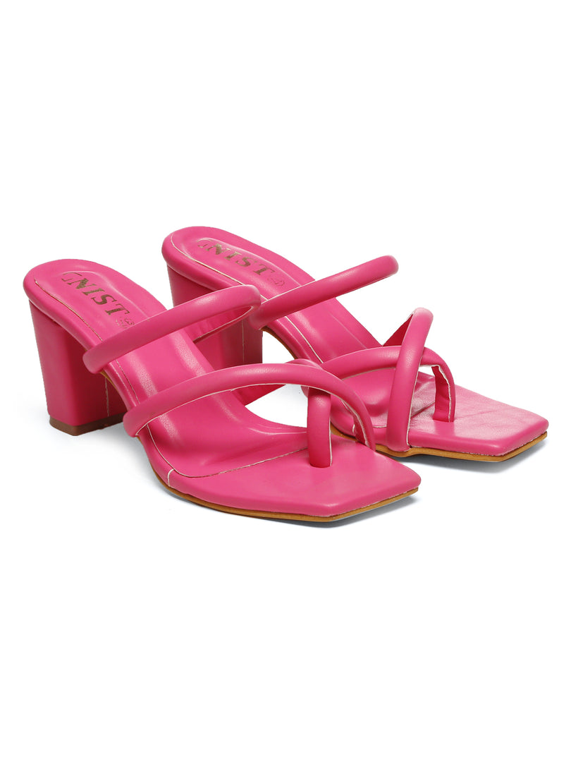 GNIST Hot Pink Strap Office Block Heel