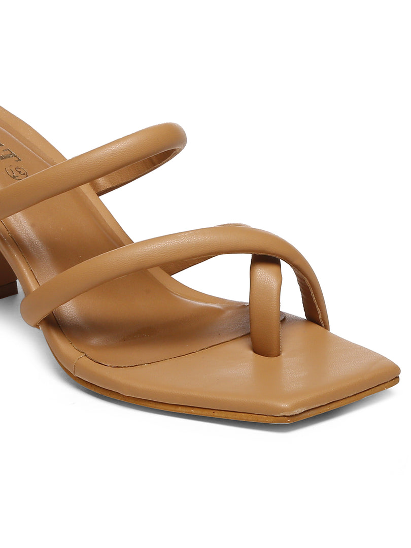 GNIST Tan Strap Office Block Heel