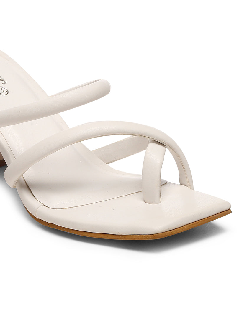 GNIST White Strap Office Block Heel