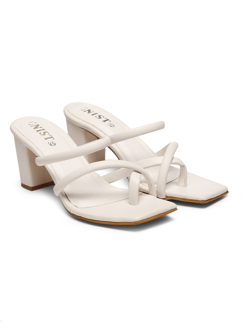 GNIST White Strap Office Block Heel