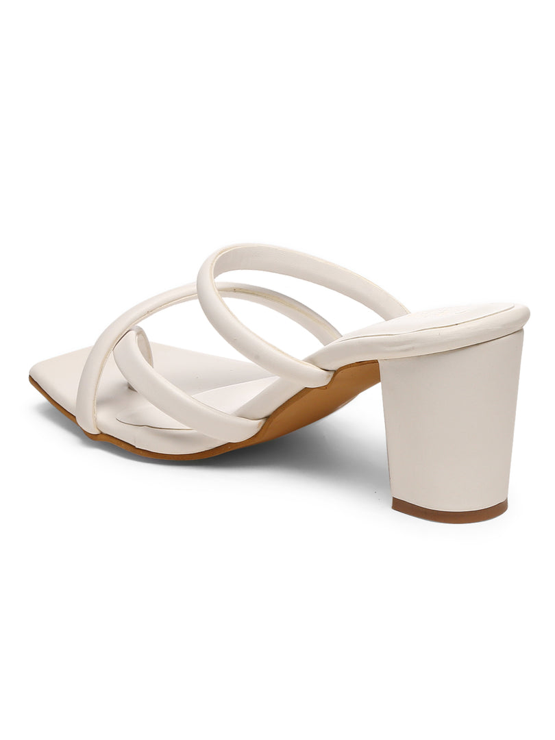 GNIST White Strap Office Block Heel