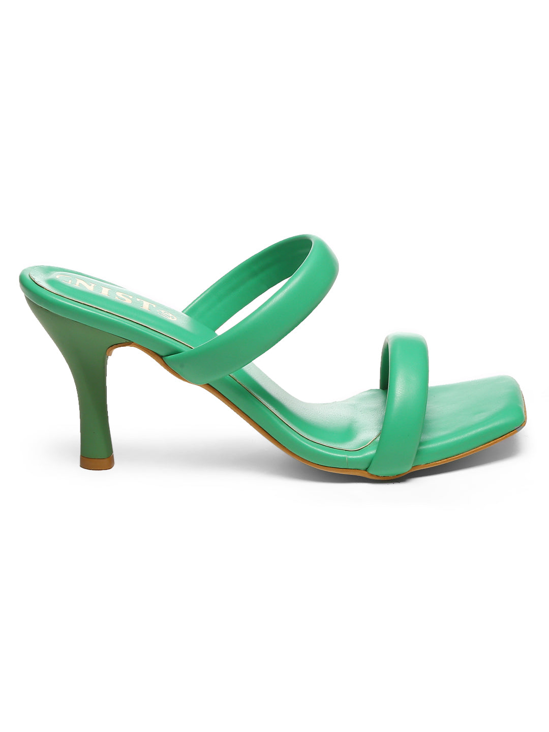 GNIST Green Quilted Strap Stilettos Heel