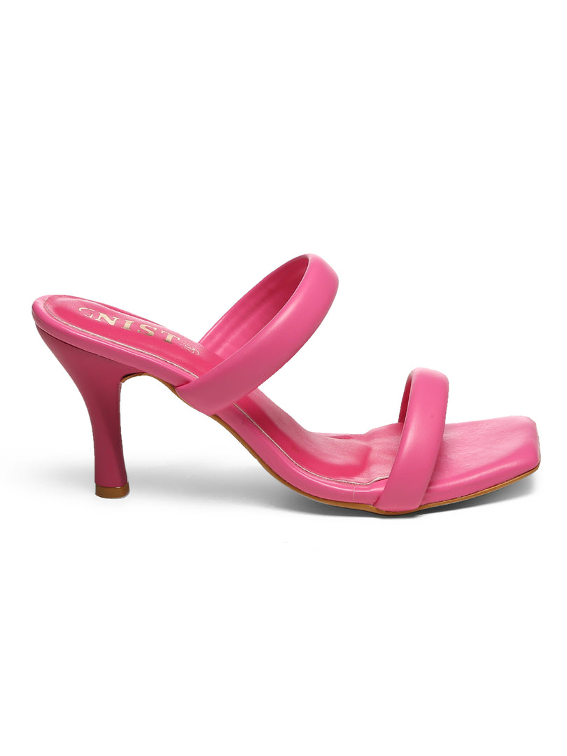 GNIST Hot Pink Quilted Strap Stilettos Heel