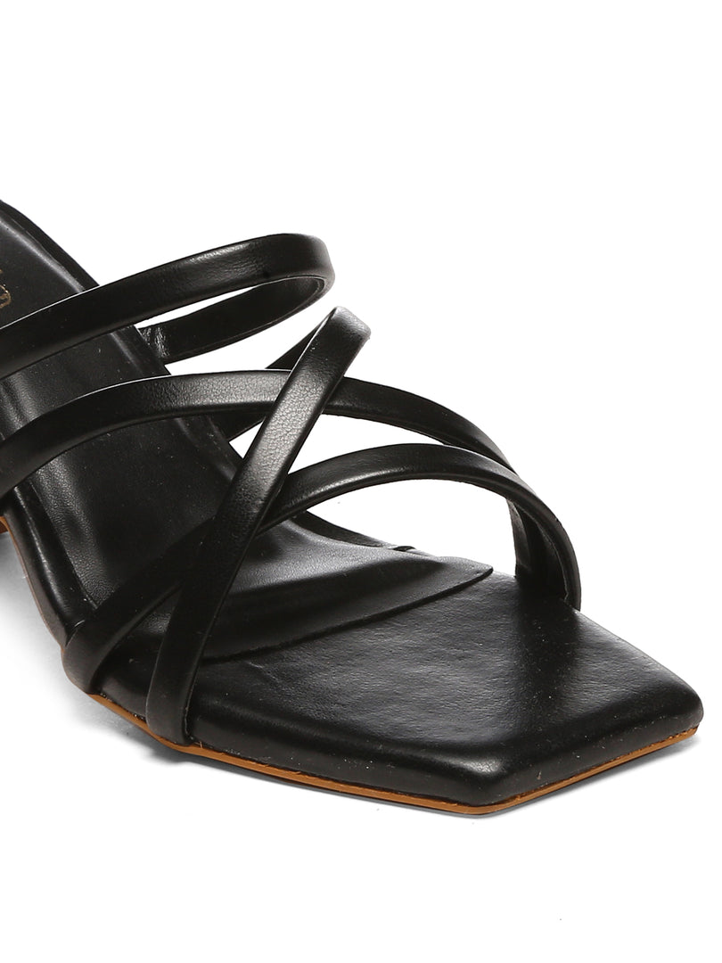 GNIST Black Stappy Block Heel