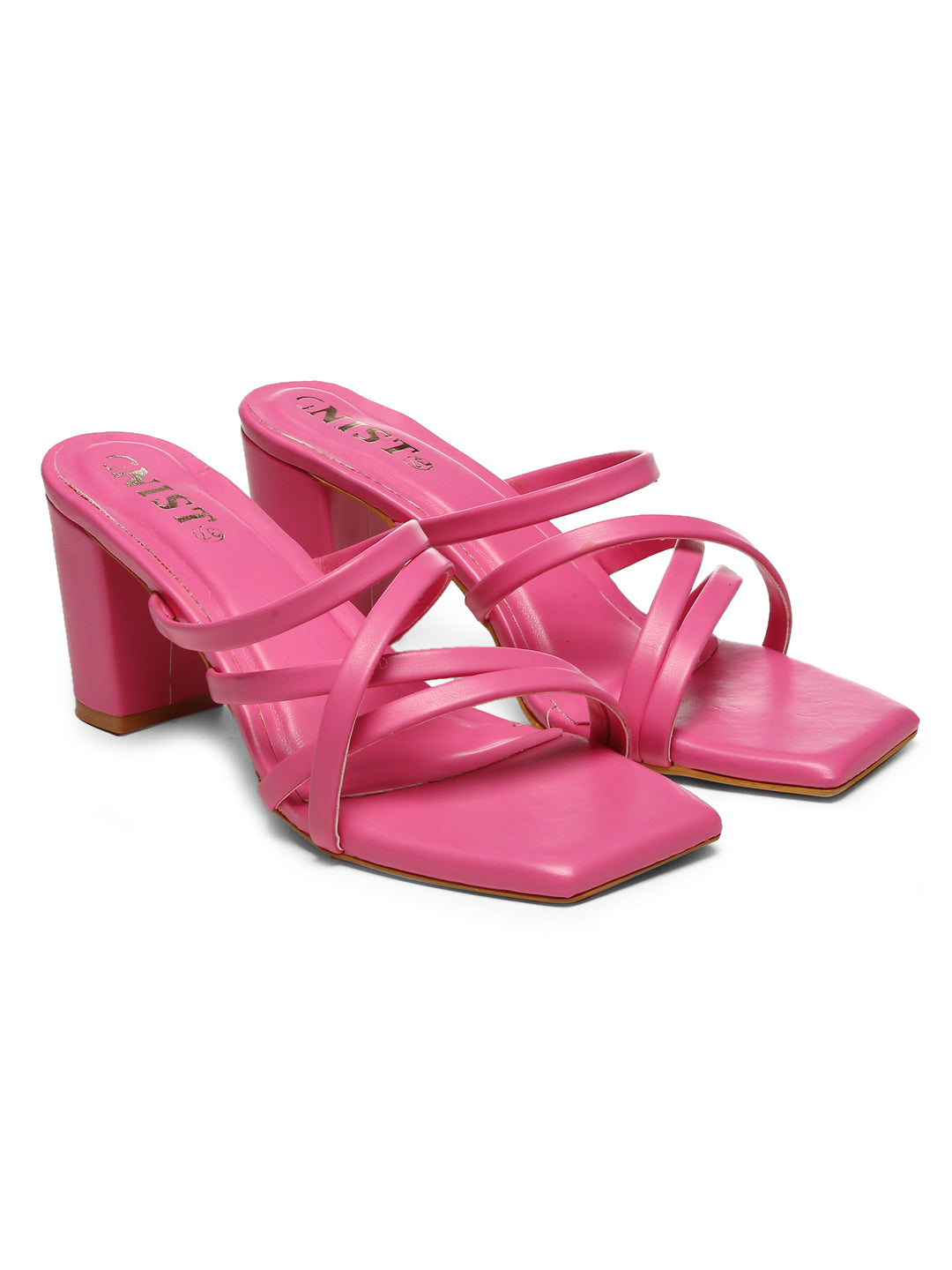 GNIST Hot Pink Strappy Block Heel