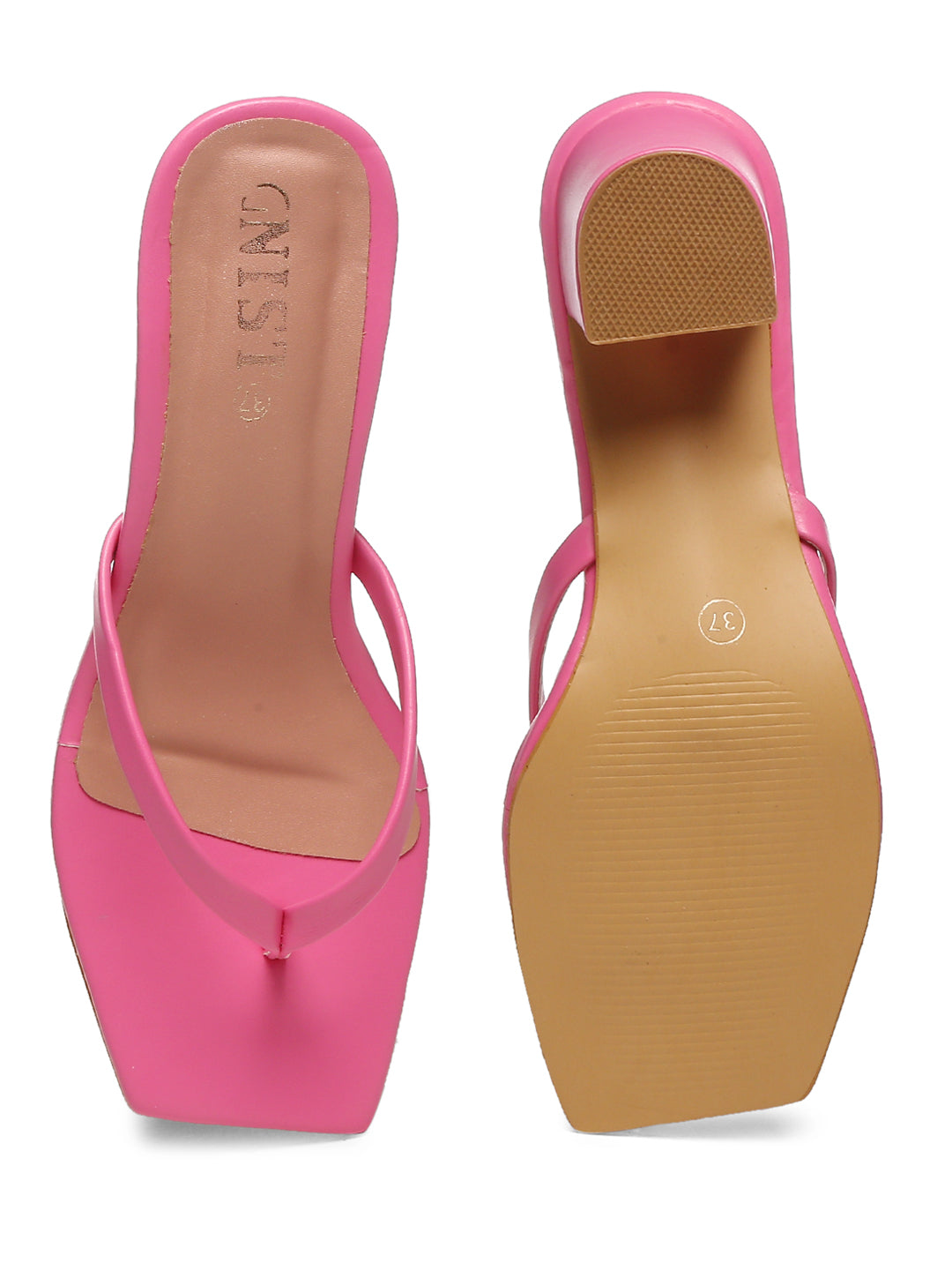 GNIST Hot Pink V shape Block Heel