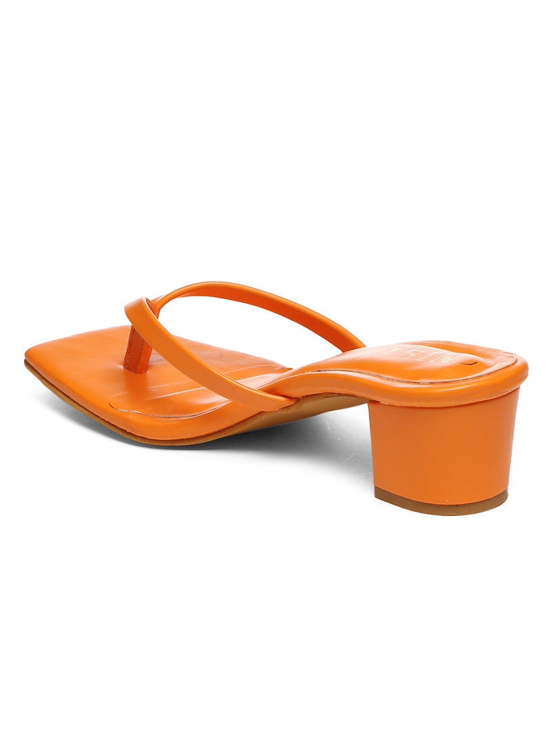 GNIST Orange V shape Block Heel