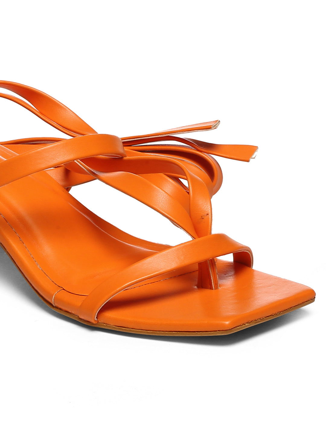 GNIST Orange Strappy Block Heel Sandal