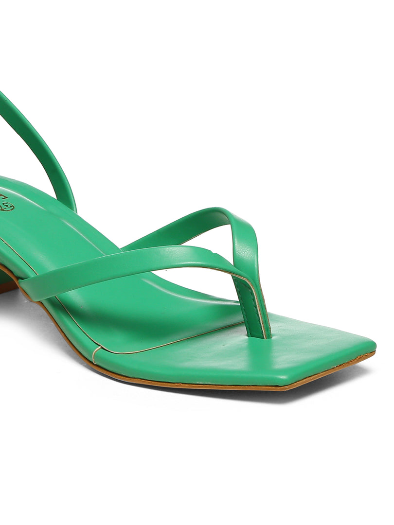 GNIST Green Trendy Tie up Block Heel Sandal