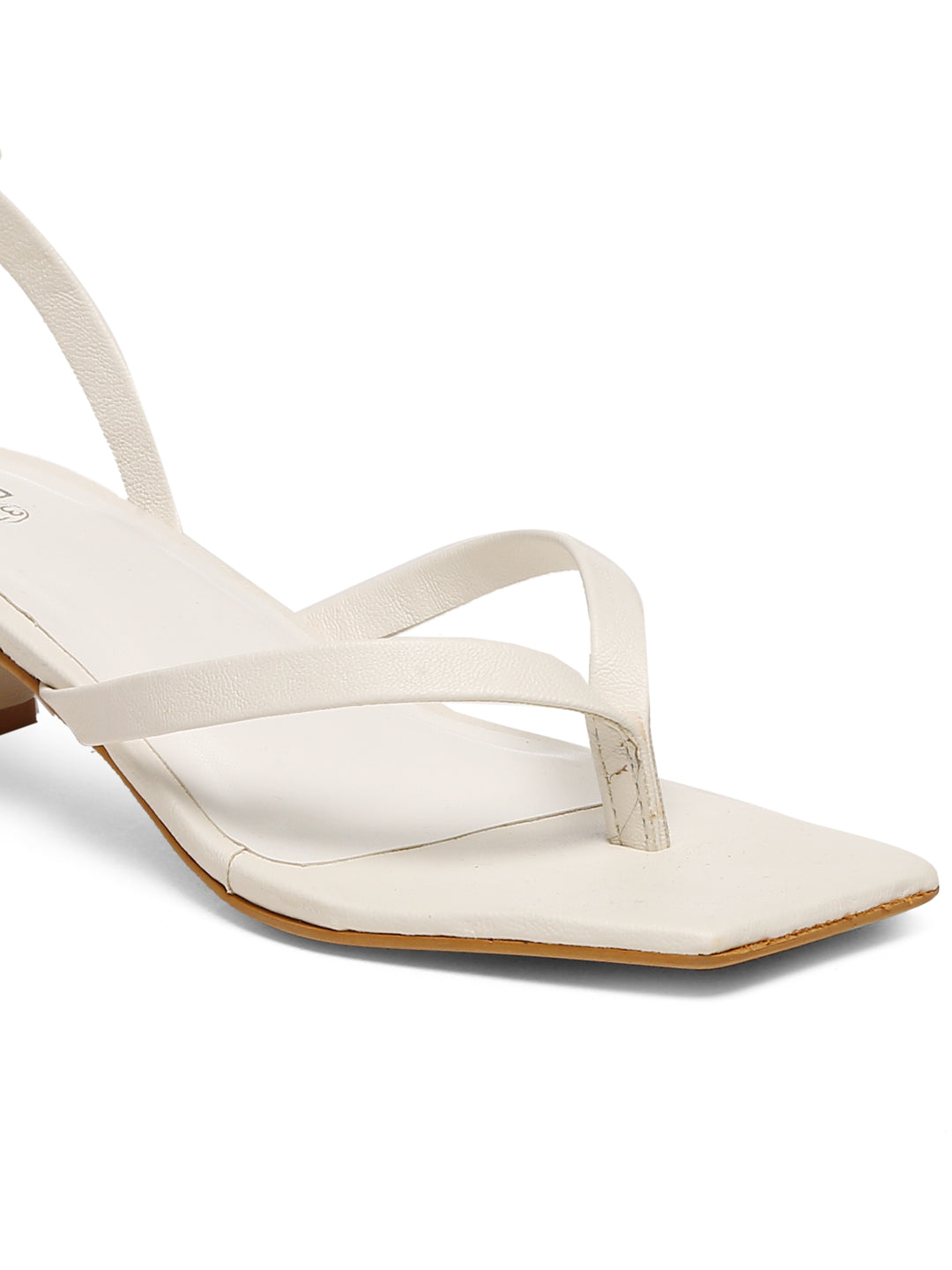GNIST White Trendy Tie up Block Heel Sandal