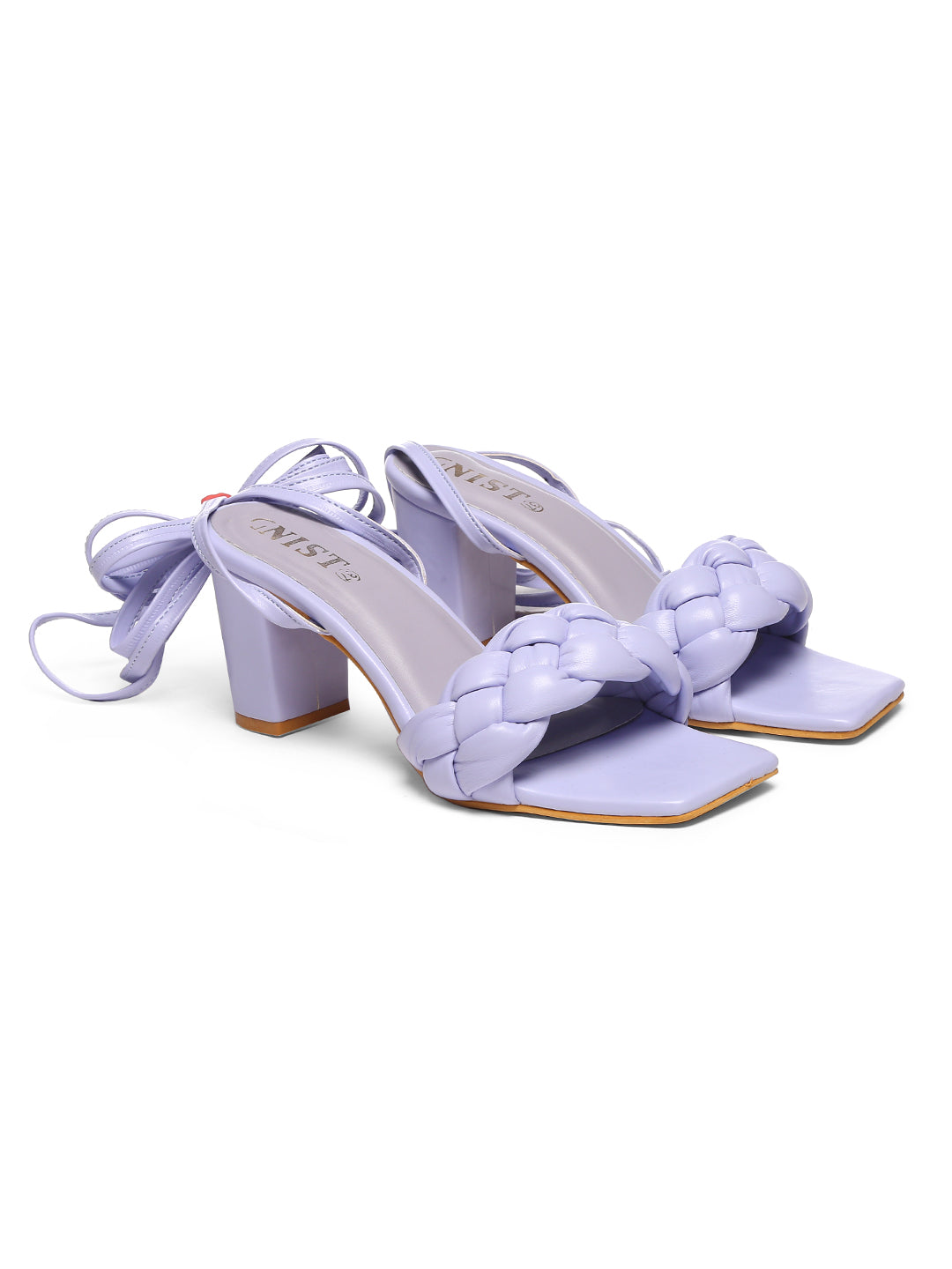 GNIST Lavender Braided Tie up Block Heel Sandal