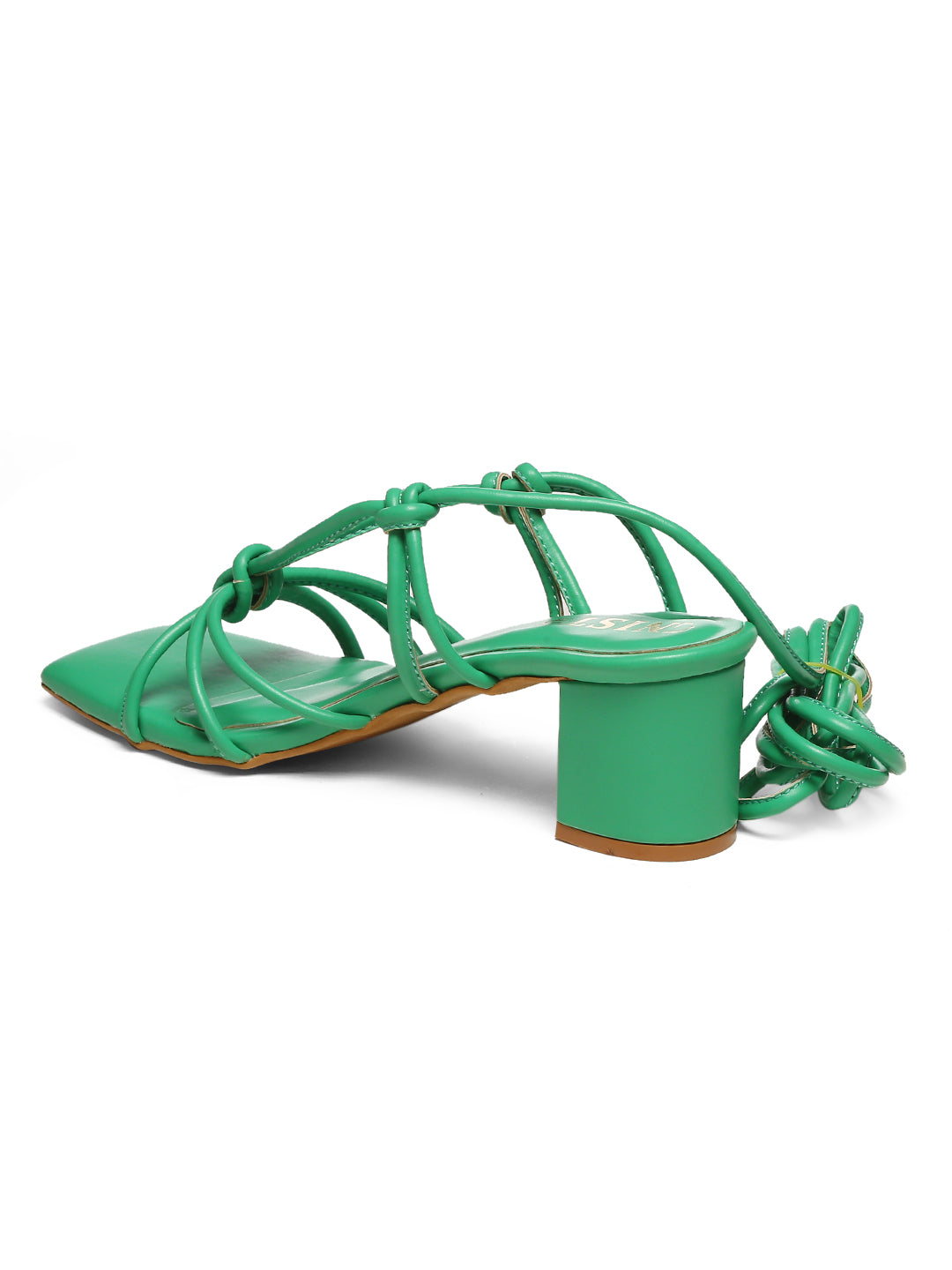 GNIST Green Strappy Tie up  Block Heel Sandal