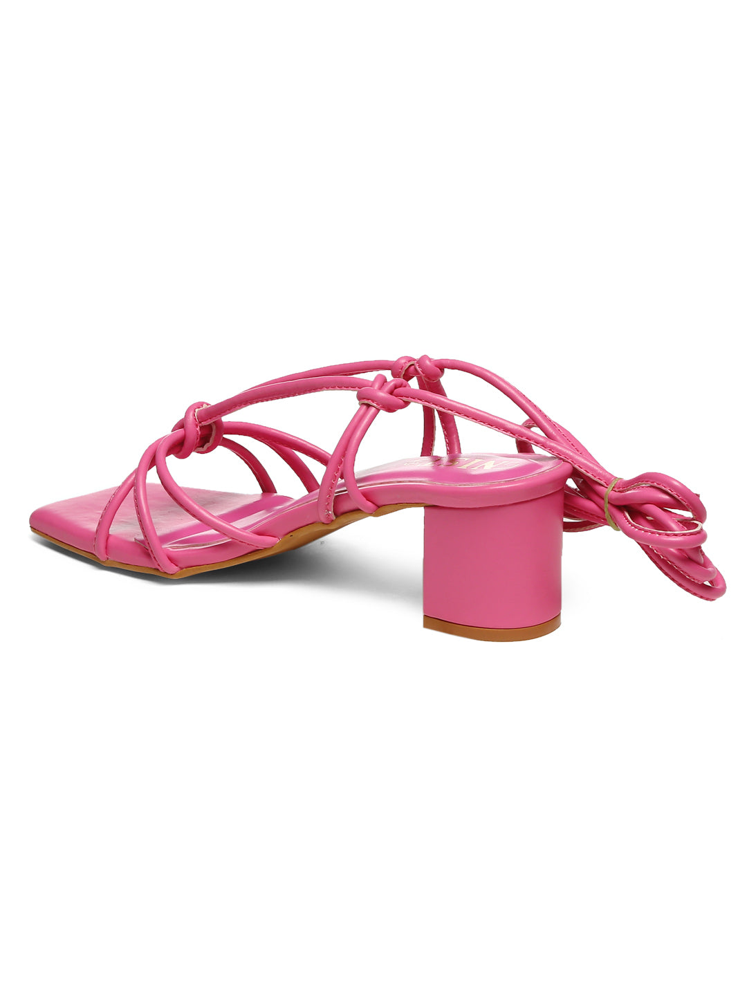 GNIST Hot Pink Strappy Tie up  Block Heel Sandal