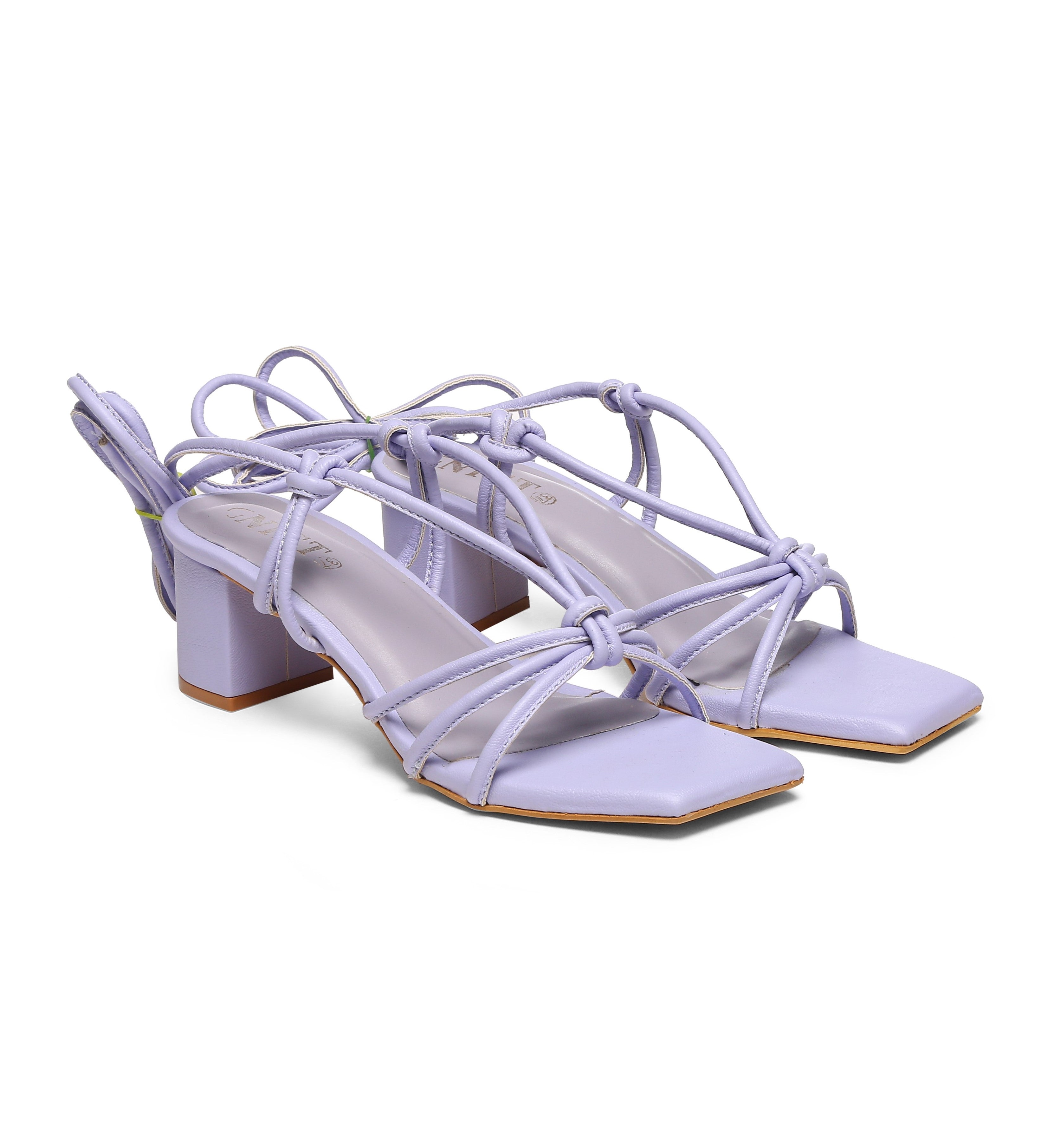 GNIST Lavender Strappy Tie up  Block Heel Sandal
