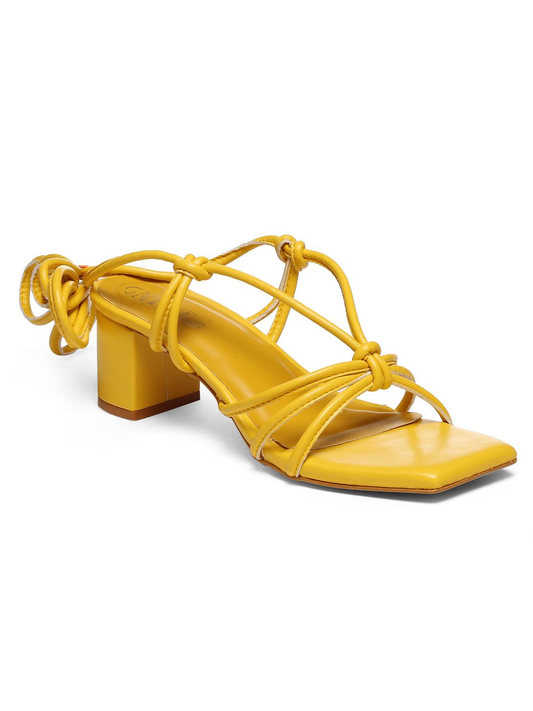 GNIST Yellow Strappy Tie up  Block Heel Sandal
