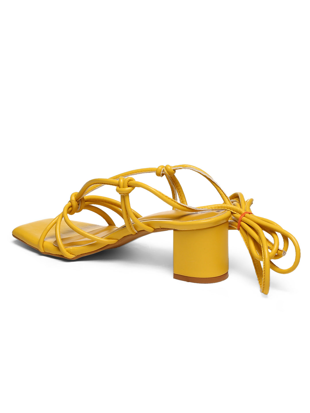 GNIST Yellow Strappy Tie up  Block Heel Sandal