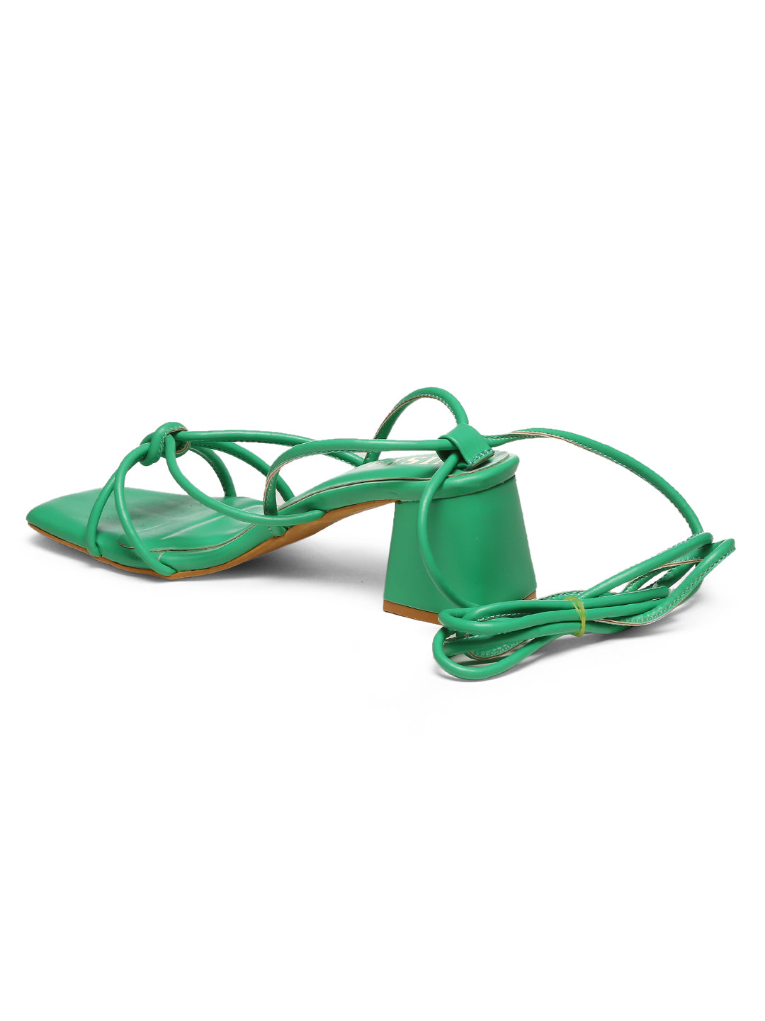 GNIST Green Strappy Tie up  Block Heel Sandal