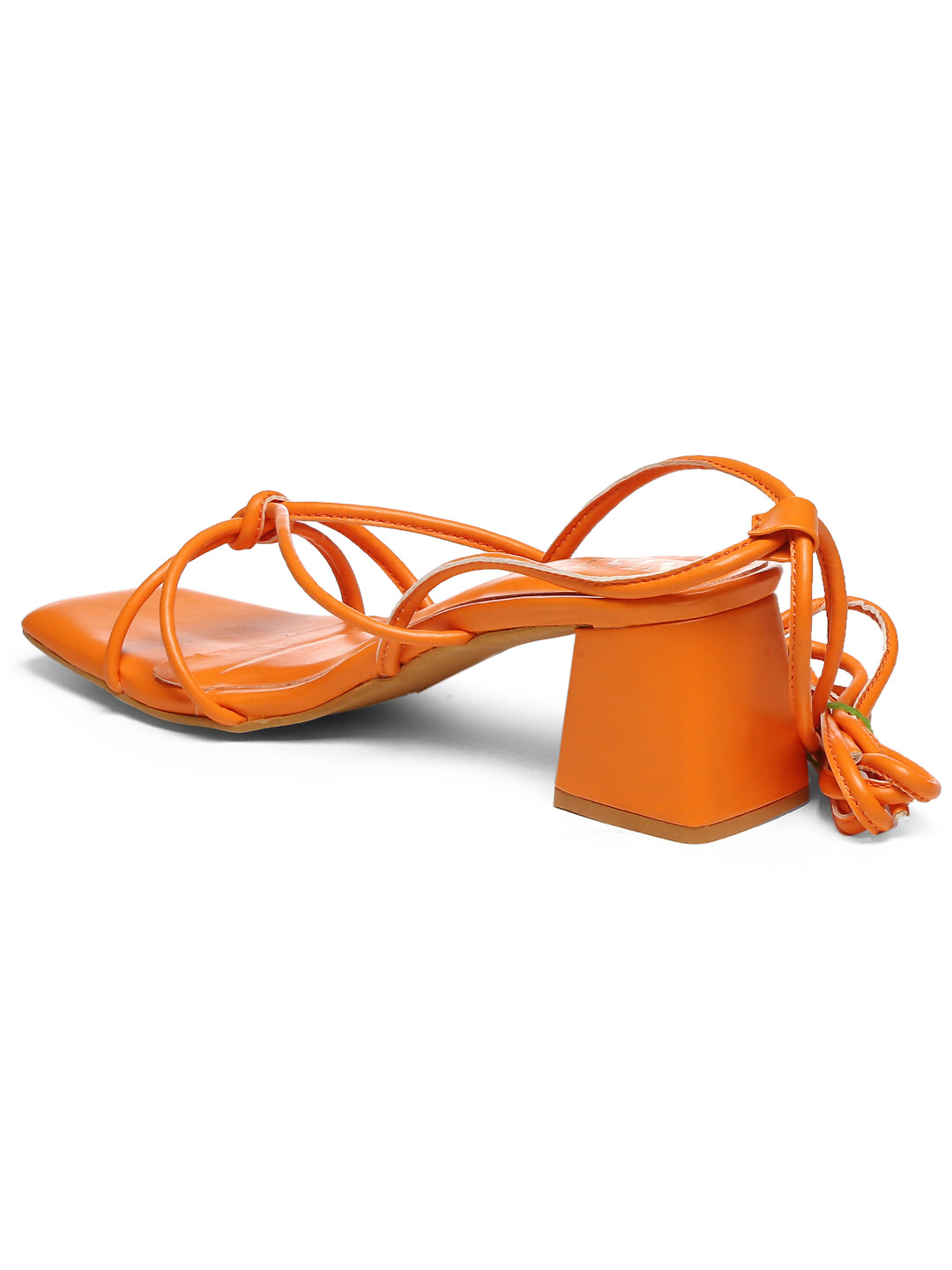 GNIST Orange Strappy Tie up  Block Heel Sandal