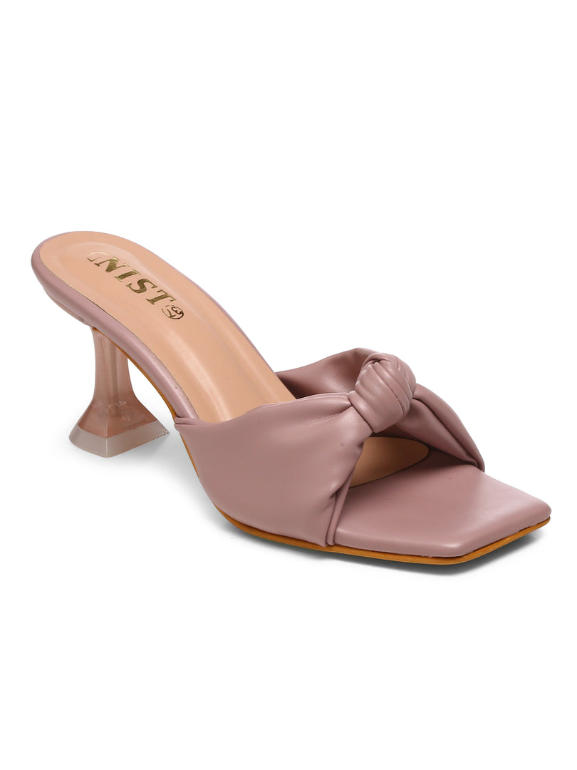 GNIST Mauve Styliesh Knot Strap Stilettos Heel