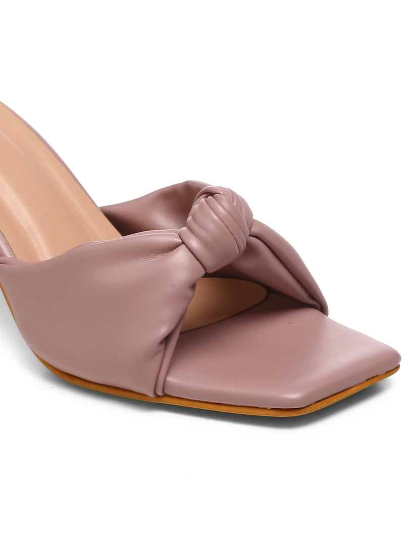 GNIST Mauve Styliesh Knot Strap Stilettos Heel