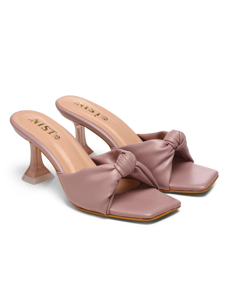 GNIST Mauve Styliesh Knot Strap Stilettos Heel