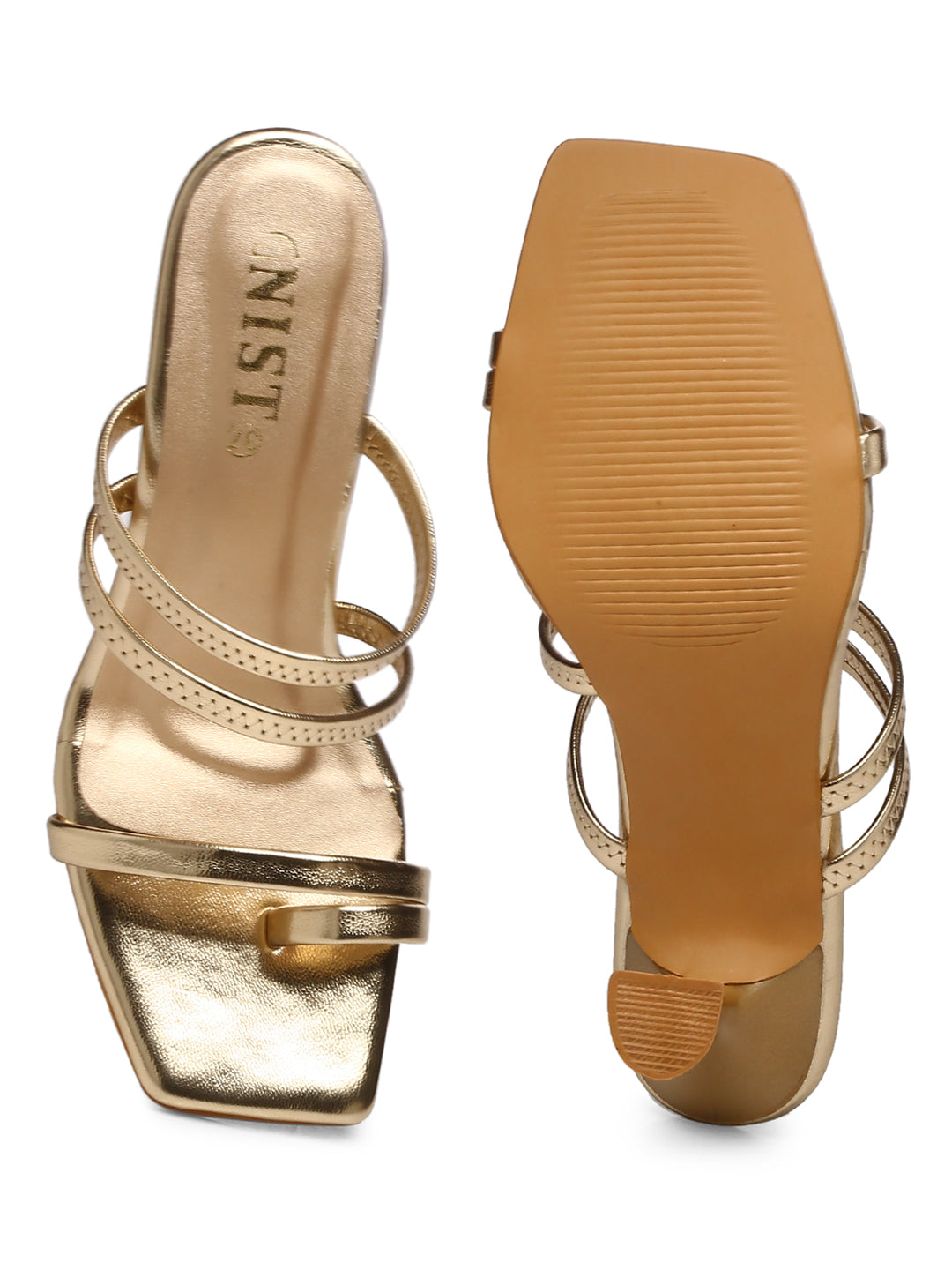 GNIST Gold Multi Strap Stilettos Heel